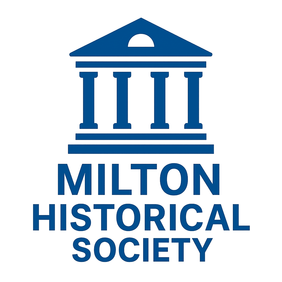 Icon of a classical building labeled "Milton Historical Society," in blue, matching the style of the other location icons.