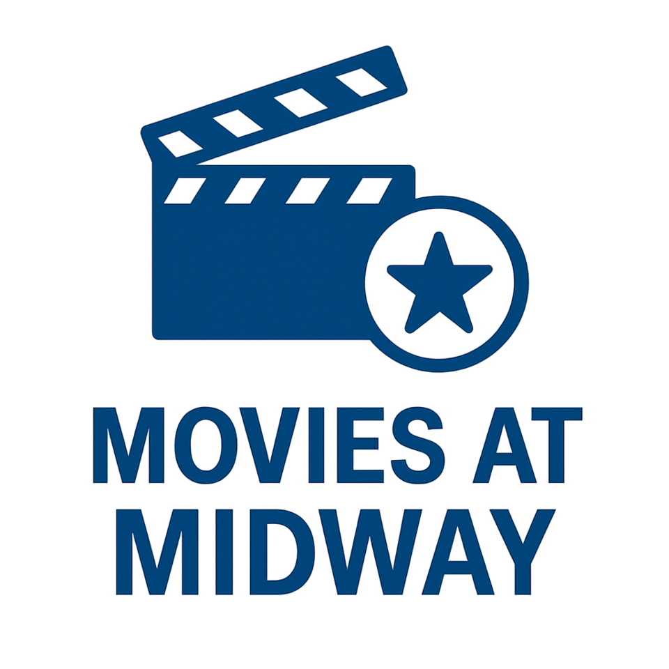 Movies at Midway blue film icon.