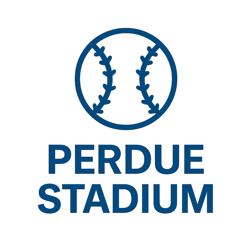 Perdue Stadium logo in blue.