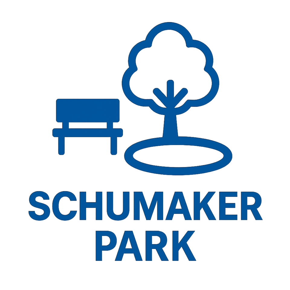 Schumaker Park logo in blue.
