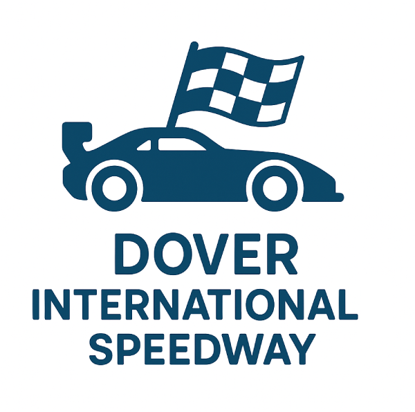 Dover International Speedway featuring a race car with a checkered flag.