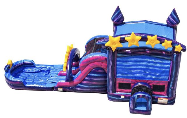 Galaxy bounce house slide combo with pool