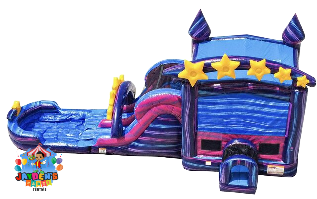 Galaxy bounce house slide combo with pool