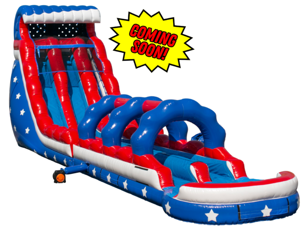 22ft Stars and Stripes Double Lane Slide w/ Slip n Slide