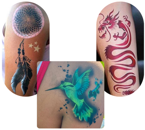 Large Tattoo Stencils Reusable Self Adhesive Glitter - Temu