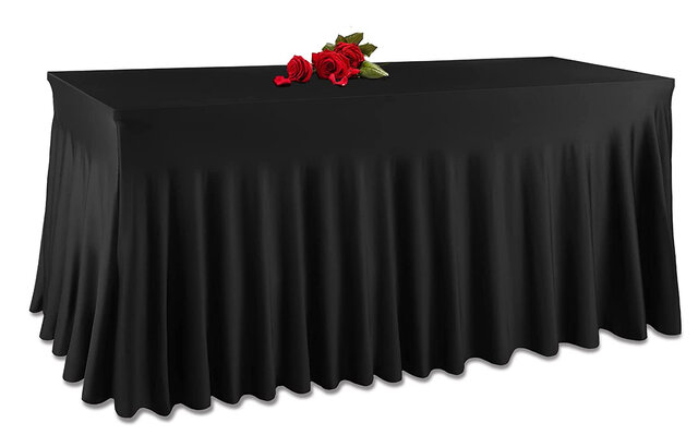 Black Spandex 8ft Ruffle Table Cover