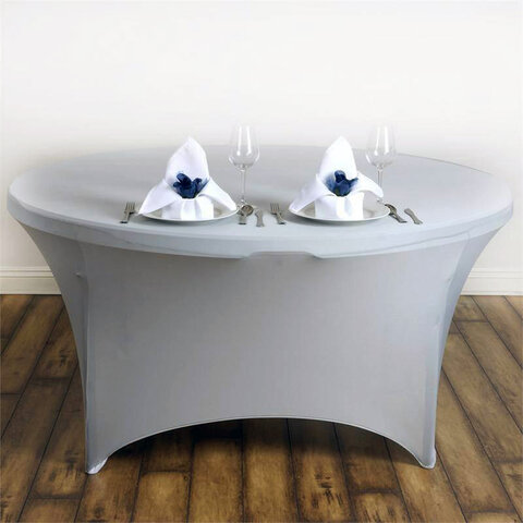 Silver Spandex Cocktail Table Cover