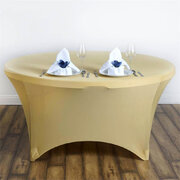 Gold-Champagne Spandex 60" Round Table Cover