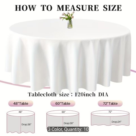 White Color Round Tablecloth 120 inches 