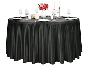 Silky Satin Black Color Round Tablecloth 120 inches 