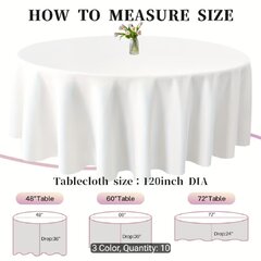 White Color Round Tablecloth 120 inches 