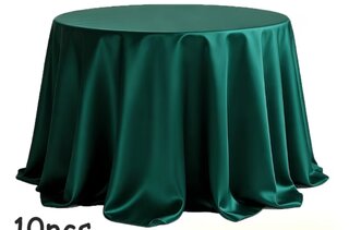 Silky Satin Green Color Round Tablecloth 120 inches 
