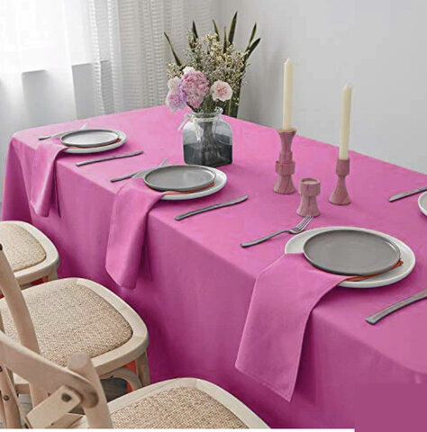 90”x132” Fuchsia Polyester  Tablecloth