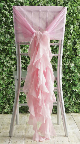 Pink Chiffon Hoods With Ruffles Shashes