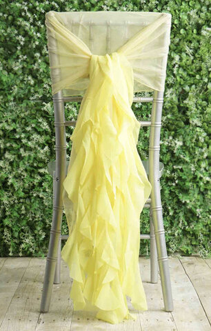 Yellow Chiffon Hoods With Ruffles Sashes