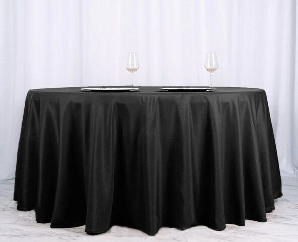 Black Round Polyester Tablecloths (120”)