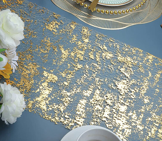 11”x108” Gold Table Runner, Sequin 