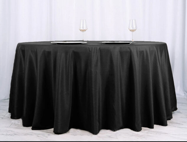 Round Black Polyester Tablecloths (108”)