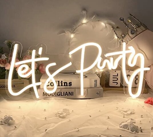 Lets Party Neon Sign for Party, Birthday Party, Wedding, Neon Signs Let