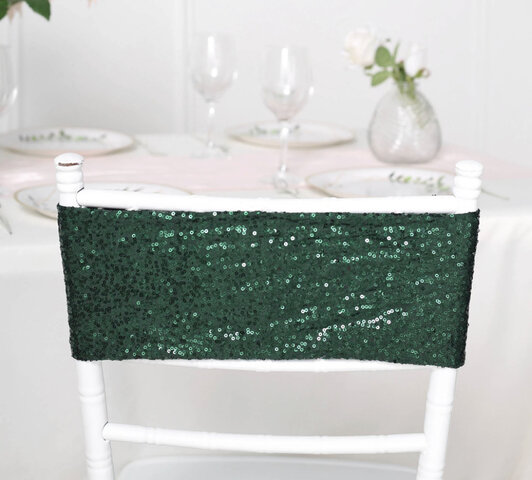 Hunter Green Sequins Spandex Chair Sash