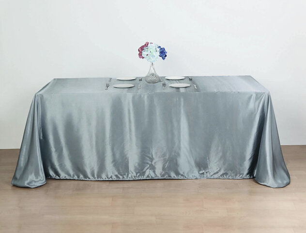 Dusty Blue Rectangle Satin Tablecloth (90x156”)