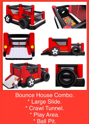 Big Red Truck Bounce House Ball Pit, Tunnel