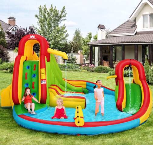 Children Water Slide with 3 Slide Areas with Ball Hoop