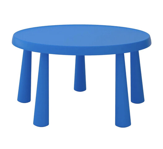 Children Round Blue Tables