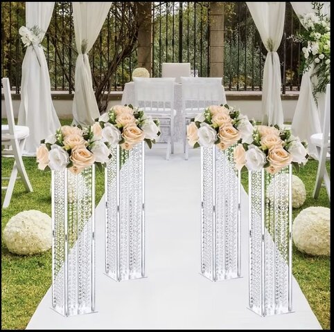 Tall Rectangle Acrylic Centerpiece w/Beads