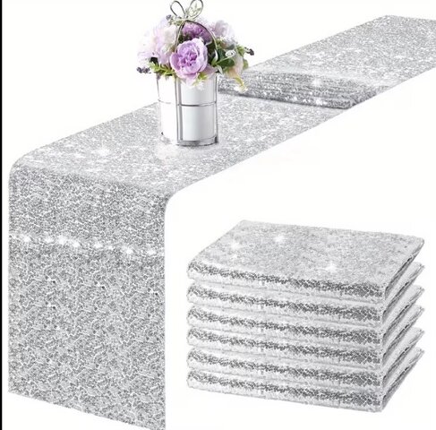 Silver Sequins Table Runner
