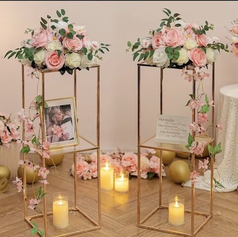 Set Of Gold 3 Shelf Stand 