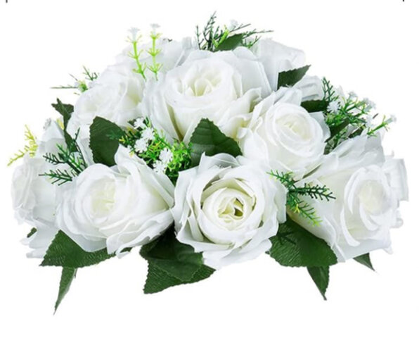 White Artificial Fake Flower Arrangement Bouquet