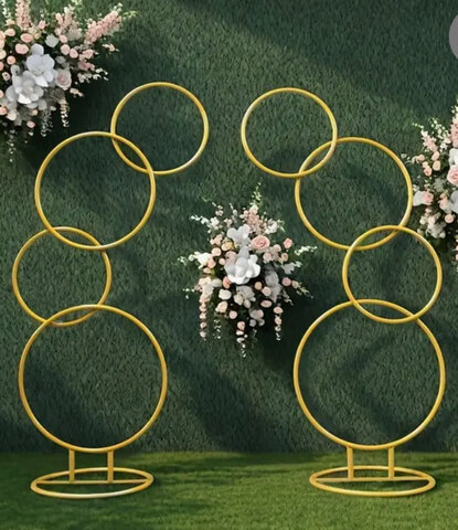 65” 2pcs Gold Metallic 4 Tier Ring Loop Arch