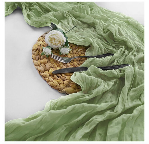 Cheesecloth Sage Green Table Runners