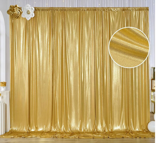 Gold Shimmer Backdrop Curtains 5’x10’