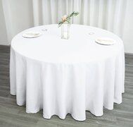 120” White Round Polyester Tablecloths 