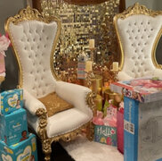 White Throne Chairs with Gold Trim 