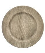 Gray Faux Wood Plastic Charger Plates, 13 in.