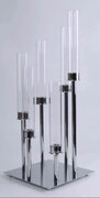 6 Arm 24” Silver Glass Candelabra 