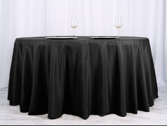 Round Black Polyester Tablecloths (108”)