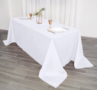 90”x132” White Rectangle Tablecloth 