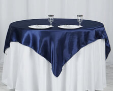 60” Navy Blue Satin Tablecloth Overlay