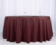120” Round Burgundy Polyester Tablecloths 