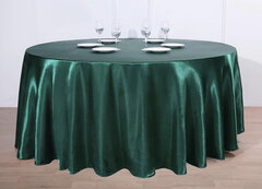 120” Hunter Green Round Satin Tablecloths 