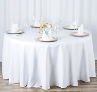 108” White Polyester Tablecloth 