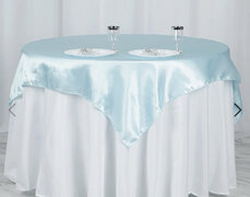 60” Light Blue Satin Tablecloth Overlay