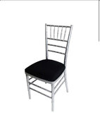 Silver Chivari Chairs W/Black Cushions