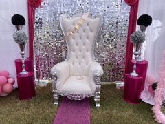 White Throne Chairs with Silver Trim