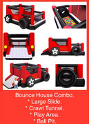 Big Red Truck Bounce House Ball Pit, Tunnel