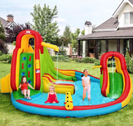 Children Water Slide with 3 Slide Areas with Ball Hoop